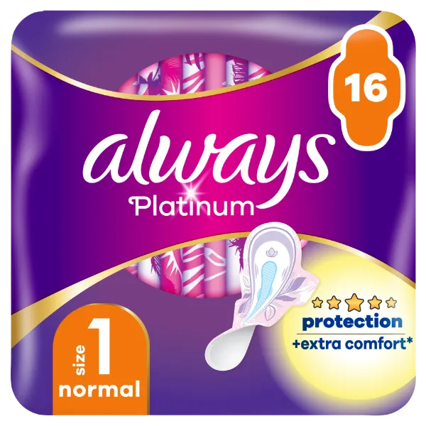 Always Platinum Normal (1-es méret) Szárnyas Egészségügyi Betét, 16 db termékhez kapcsolódó kép