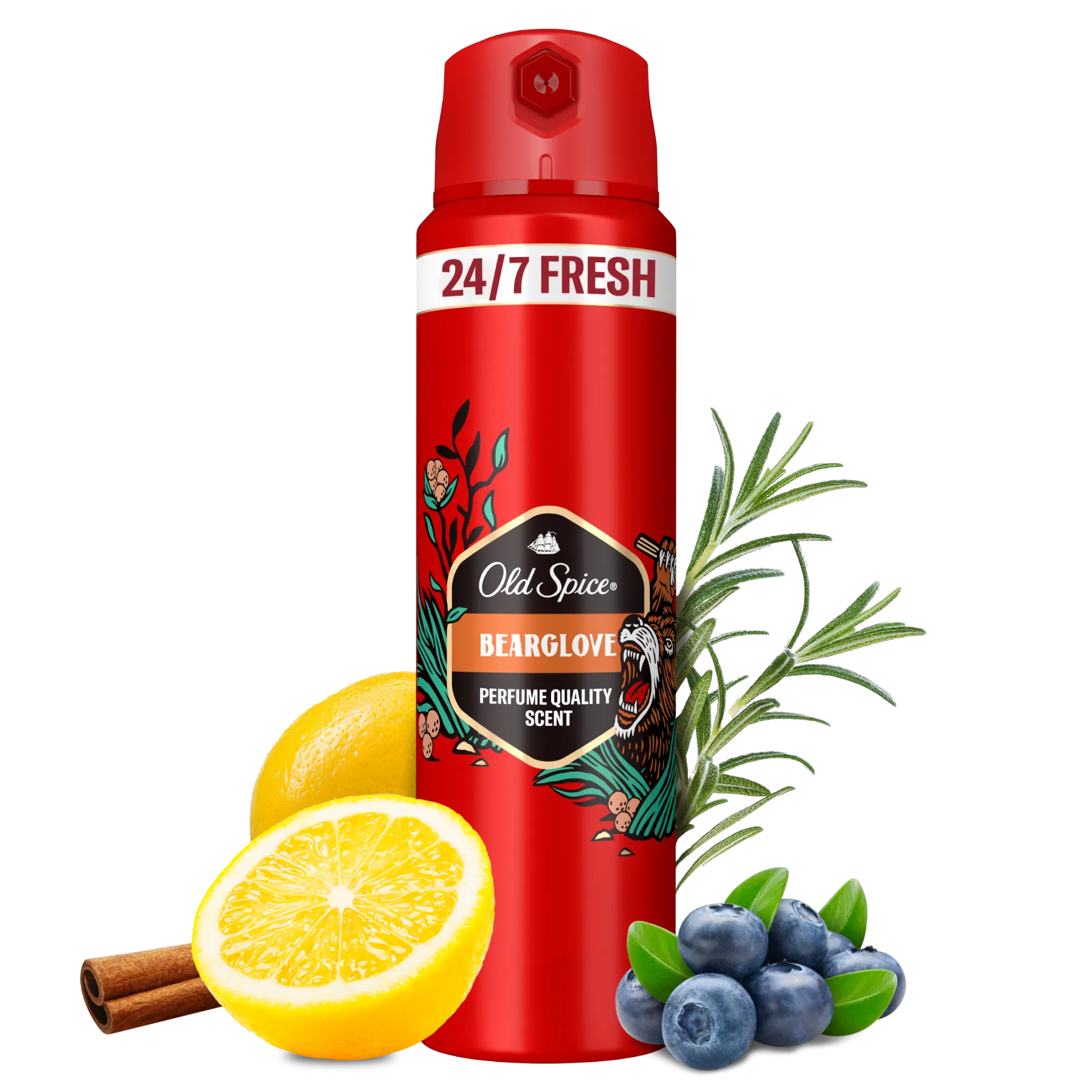 Old Spice Bearglove Deo Spray Férfiaknak, 150 ml, 48 Órás Frissesség, 0% Alumíniumsó