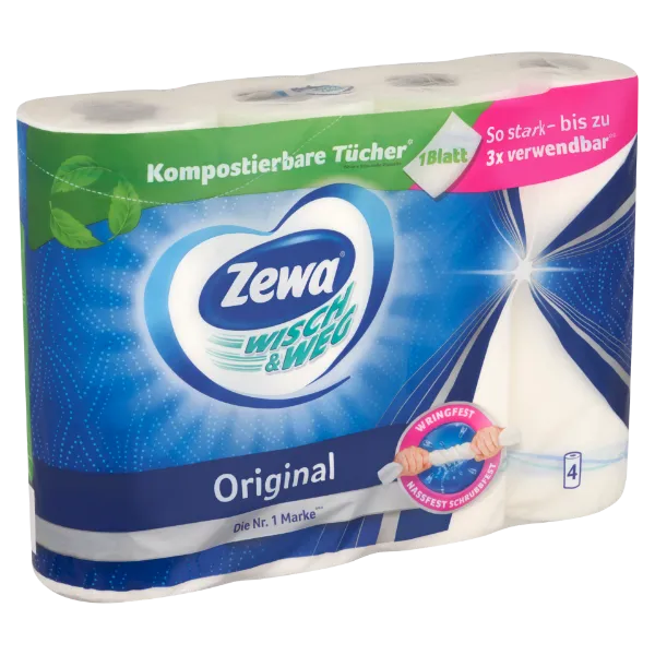 Zewa Wisch & Weg Original háztartási papírtörlő 2 rétegű 4 tekercs termékhez kapcsolódó kép