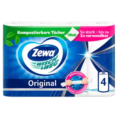 Zewa Wisch & Weg Original háztartási papírtörlő 2 rétegű 4 tekercs termékhez kapcsolódó kép