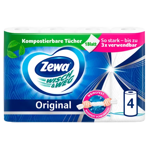 Zewa Wisch & Weg Original háztartási papírtörlő 2 rétegű 4 tekercs termékhez kapcsolódó kép