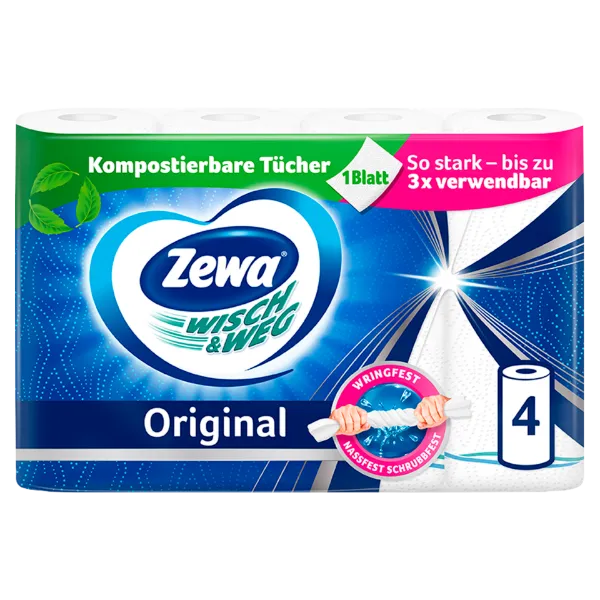 Zewa Wisch & Weg Original háztartási papírtörlő 2 rétegű 4 tekercs termékhez kapcsolódó kép