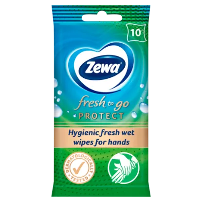 Zewa Fresh To Go Protect higiénikus nedves kéztisztító kendő 10 db termékhez kapcsolódó kép