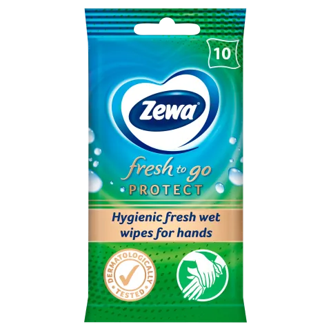 Zewa Fresh To Go Protect higiénikus nedves kéztisztító kendő 10 db termékhez kapcsolódó kép