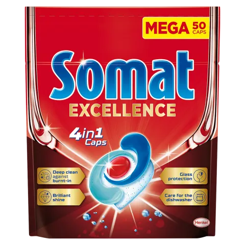 Somat Excellence 4in1 gépi mosogatószer kapszula 50 db 950 g termékhez kapcsolódó kép