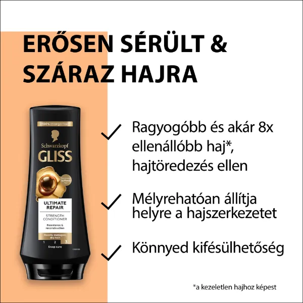 Gliss Ultimate Repair hajbalzsam folyékony keratinnal & fekete gyönggyel 200 ml termékhez kapcsolódó kép
