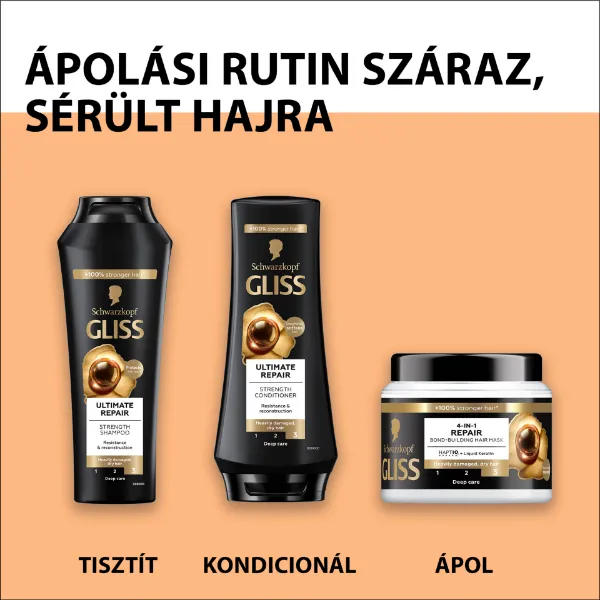 Gliss Ultimate Repair hajbalzsam folyékony keratinnal & fekete gyönggyel 200 ml termékhez kapcsolódó kép