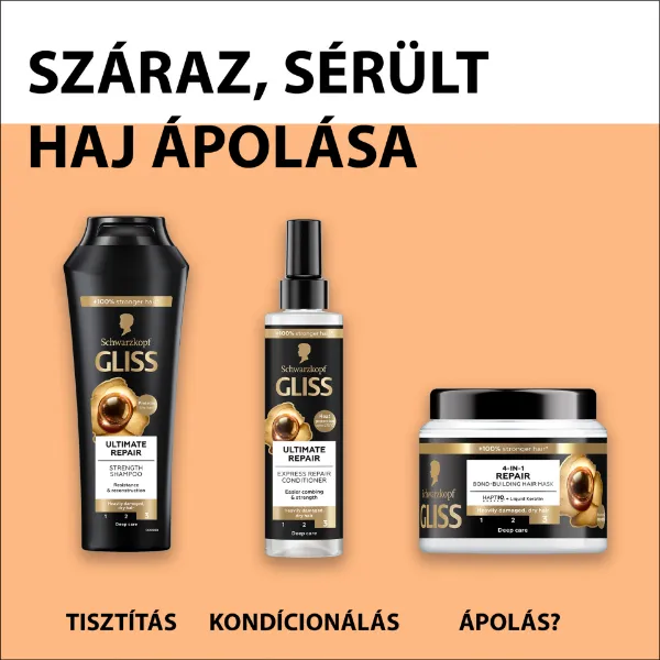 Gliss Ultimate Repair sampon folyékony keratinnal & fekete gyönggyel 250 ml termékhez kapcsolódó kép