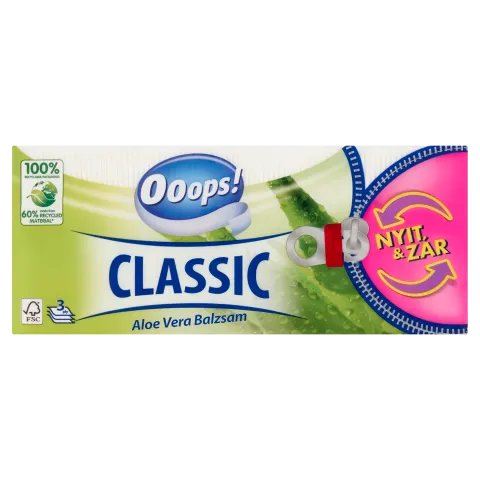 Ooops! Classic Aloe Vera papírzsebkendő 90 db termékhez kapcsolódó kép