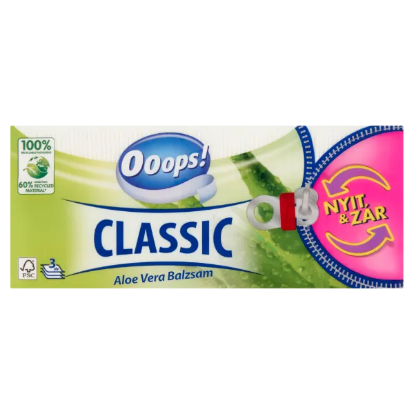 Ooops! Classic Aloe Vera papírzsebkendő 90 db termékhez kapcsolódó kép