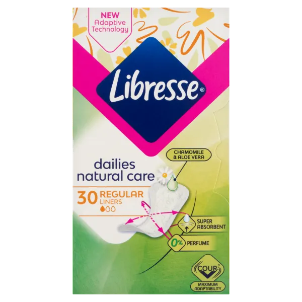 Libresse Dailies Natural Care Regular tisztasági betét, aloe vera és kamilla kivonattal 30 db termékhez kapcsolódó kép
