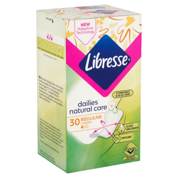 Libresse Dailies Natural Care Regular tisztasági betét, aloe vera és kamilla kivonattal 30 db termékhez kapcsolódó kép