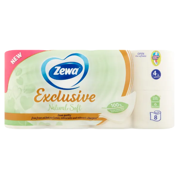 Zewa Exclusive Natural Soft toalettpapír 4 rétegű 8 tekercs termékhez kapcsolódó kép