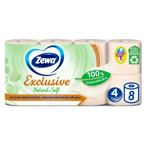 Zewa Exclusive Natural Soft toalettpapír 4 rétegű 8 tekercs termékhez kapcsolódó kép