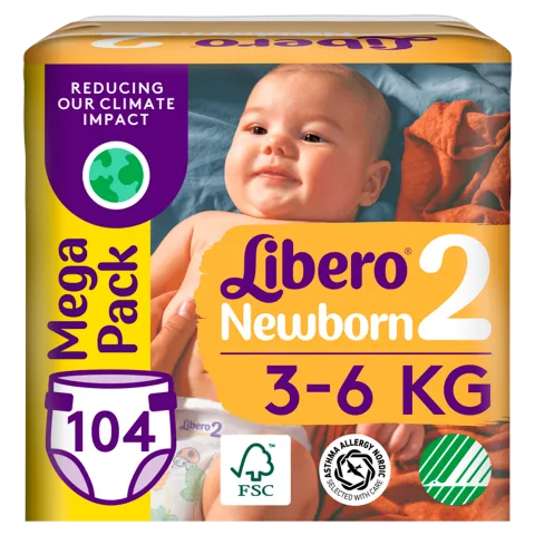 Libero Newborn egyszerhasználatos pelenkanadrág, méret: 2, 3-6 kg, 104 db termékhez kapcsolódó kép