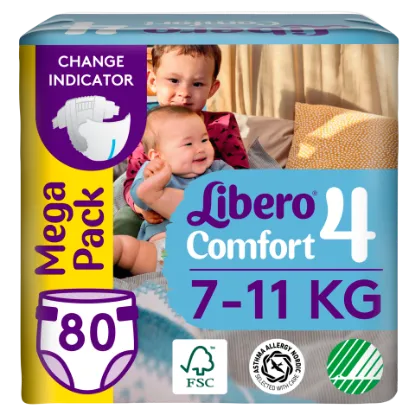 Libero Comfort egyszerhasználatos pelenka, méret: 4, 7-11 kg, 80 db termékhez kapcsolódó kép