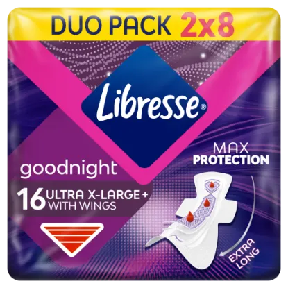 Libresse Ultra+ X-Large Goodnight egészségügyi betét, éjszakai használatra 16 db termékhez kapcsolódó kép