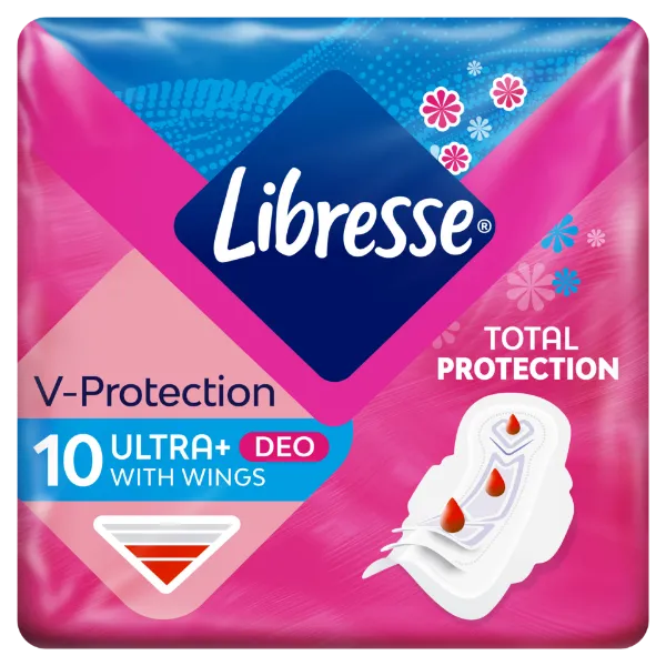 Libresse Ultra+ V-Protection enyhén illatosított egészségügyi betét 10 db termékhez kapcsolódó kép