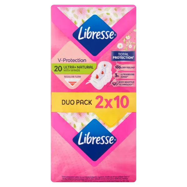 Libresse Ultra+ Natural V-Protection egészségügyi betét aloe vera kivonattal 20 db termékhez kapcsolódó kép