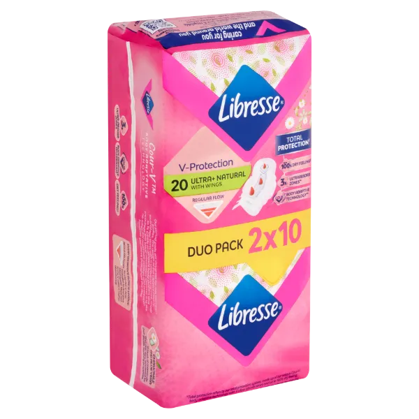 Libresse Ultra+ Natural V-Protection egészségügyi betét aloe vera kivonattal 20 db termékhez kapcsolódó kép