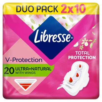 Libresse Ultra+ Natural V-Protection egészségügyi betét aloe vera kivonattal 20 db termékhez kapcsolódó kép