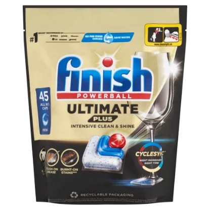 Finish Powerball Ultimate Plus All in 1 mosogatógép kapszula 45 db 549 g termékhez kapcsolódó kép