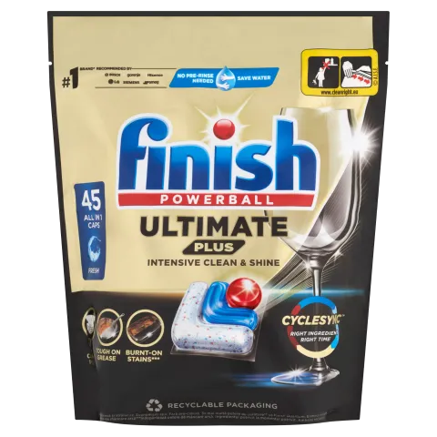 Finish Powerball Ultimate Plus All in 1 mosogatógép kapszula 45 db 549 g termékhez kapcsolódó kép