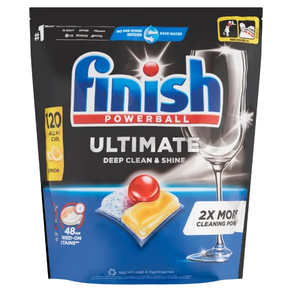 Finish Powerball Ultimate All in 1 mosogatógép-kapszula, Lemon 120db termékhez kapcsolódó kép