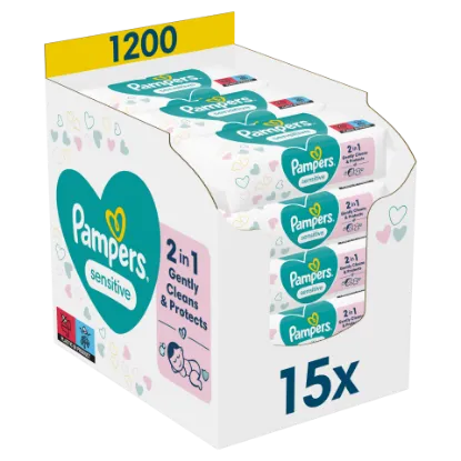 Pampers Sensitive Nedves Törlőkendő, 15 Csomag = 1200 db termékhez kapcsolódó kép
