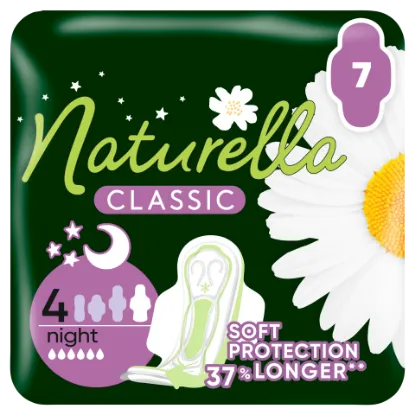 Naturella Classic Night Camomile Egészségügyi Betét szárnyas betét x7 termékhez kapcsolódó kép
