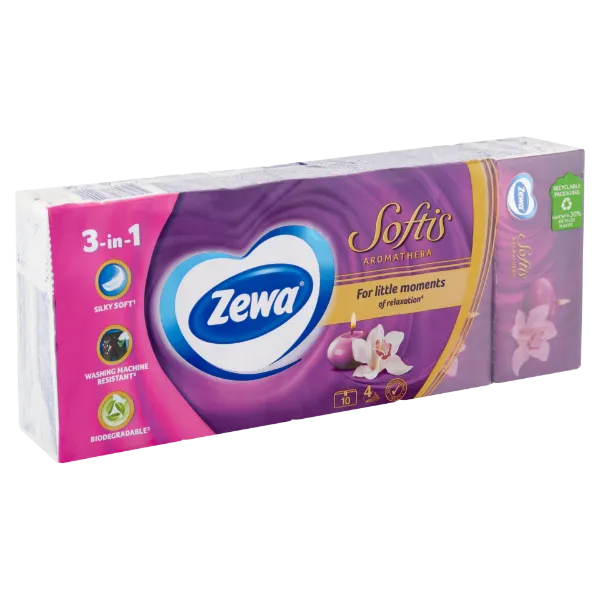 Zewa Softis Aromathera illatosított papír zsebkendő 4 rétegű 10 x 9 db termékhez kapcsolódó kép
