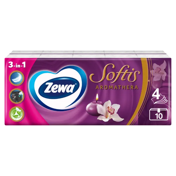 Zewa Softis Aromathera illatosított papír zsebkendő 4 rétegű 10 x 9 db termékhez kapcsolódó kép