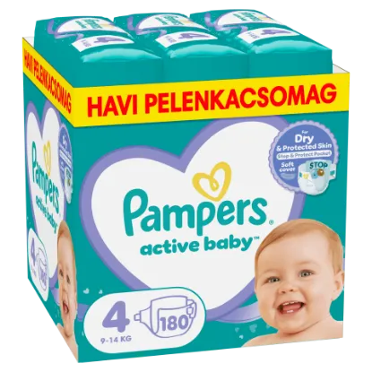 Pampers Active Baby pelenka - havi pelenkacsomag Méret: 4, 180 db Pelenka, 9kg - 14kg termékhez kapcsolódó kép