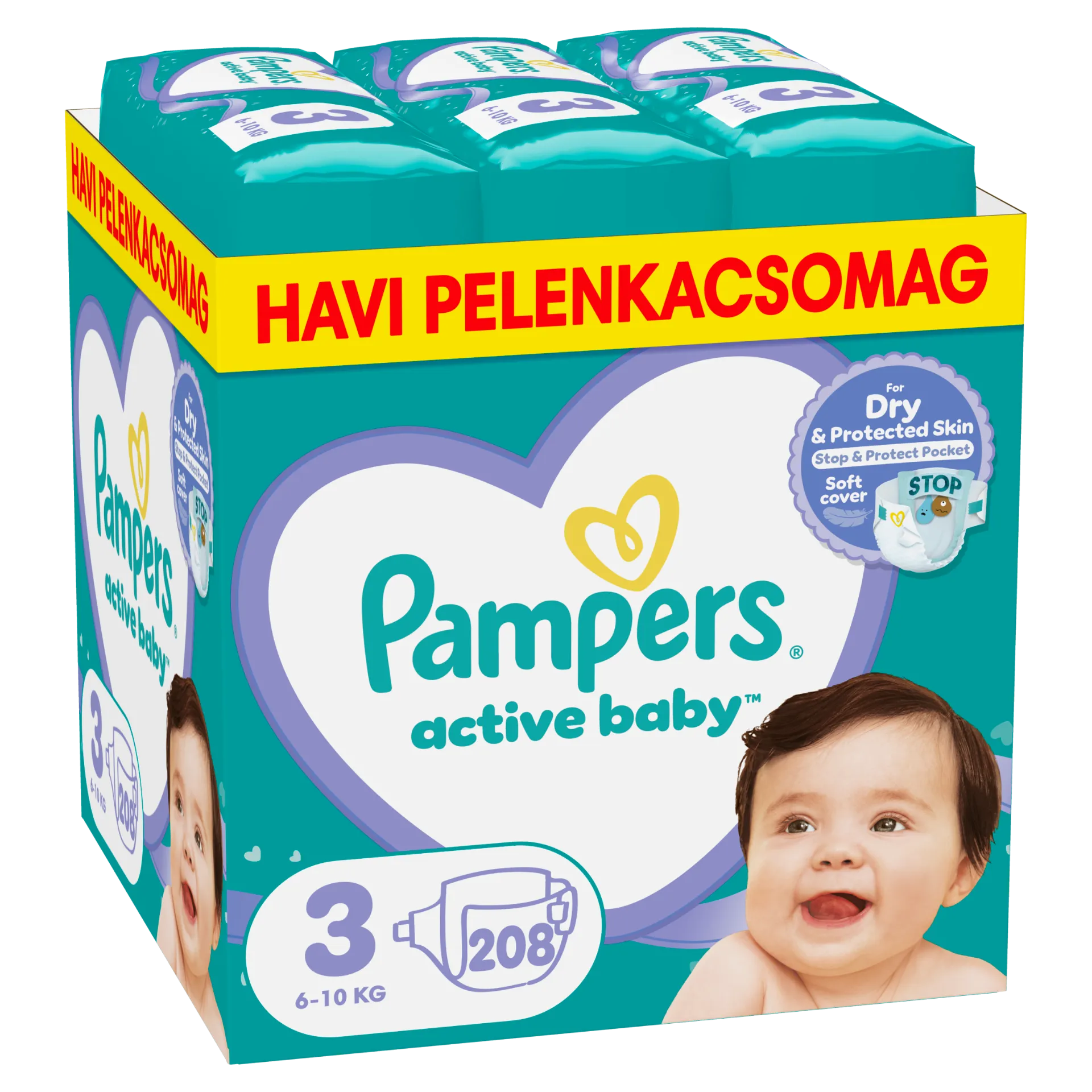 Pampers Active Baby pelenka - havi pelenkacsomag, Méret: 3, 208 db Pelenka, 6kg - 10kg