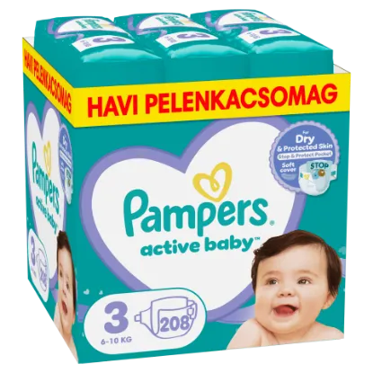 Pampers Active Baby pelenka - havi pelenkacsomag Méret: 3, 208 db Pelenka, 6kg - 10kg termékhez kapcsolódó kép