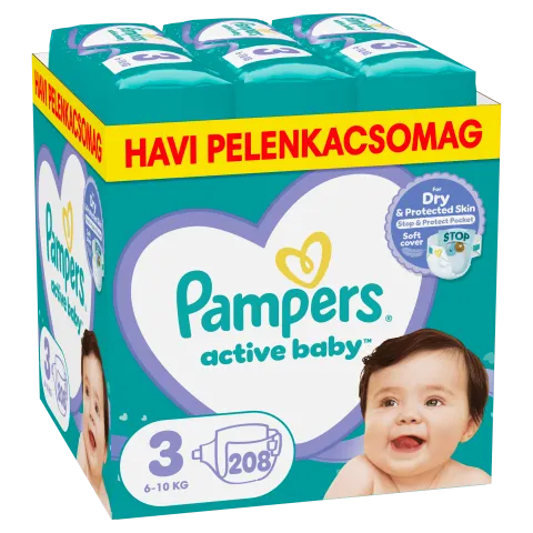 Pampers Active Baby pelenka - havi pelenkacsomag Méret: 3, 208 db Pelenka, 6kg - 10kg termékhez kapcsolódó kép