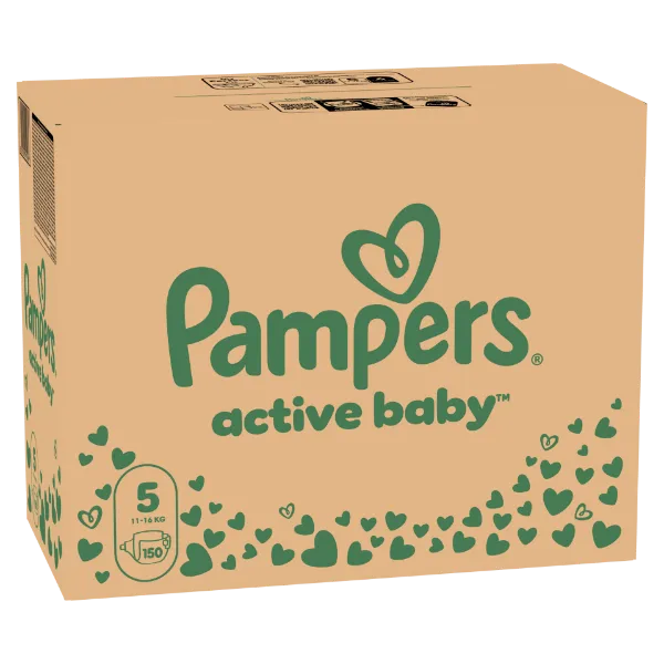 Pampers Active Baby pelenka - havi pelenkacsomag Méret: 5, 150 db Pelenka, 11kg-16kg termékhez kapcsolódó kép