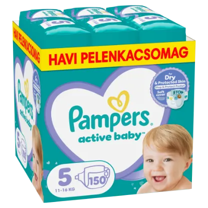 Pampers Active Baby pelenka - havi pelenkacsomag Méret: 5, 150 db Pelenka, 11kg-16kg termékhez kapcsolódó kép