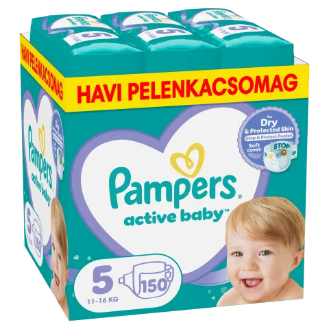Pampers Active Baby pelenka - havi pelenkacsomag Méret: 5, 150 db Pelenka, 11kg-16kg termékhez kapcsolódó kép
