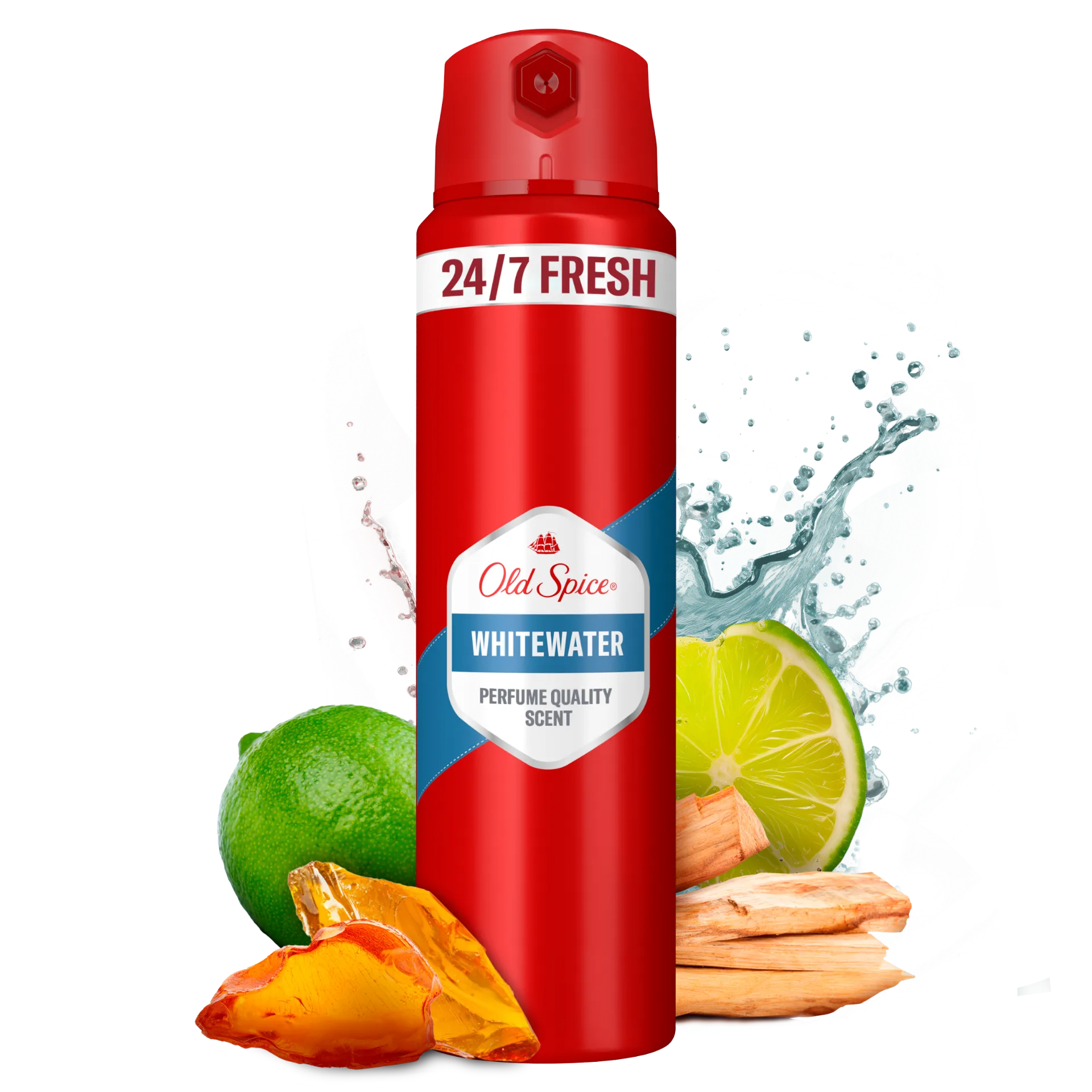 Old Spice Whitewater Deo Spray Férfiaknak, 150 ml, 48 Órás Frissesség, 0% Alumíniumsó