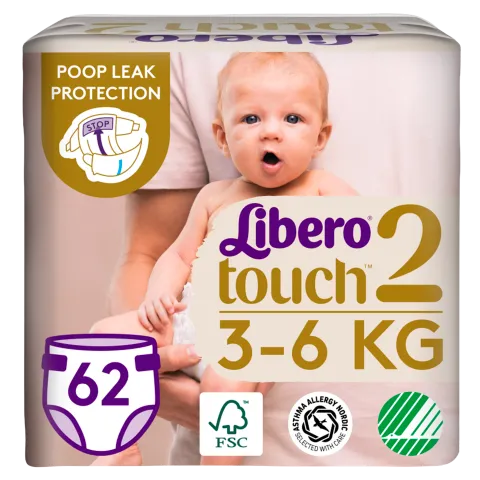 Libero Touch egyszerhasználatos pelenkanadrág, méret: 2, 3-6 kg, 62 db termékhez kapcsolódó kép