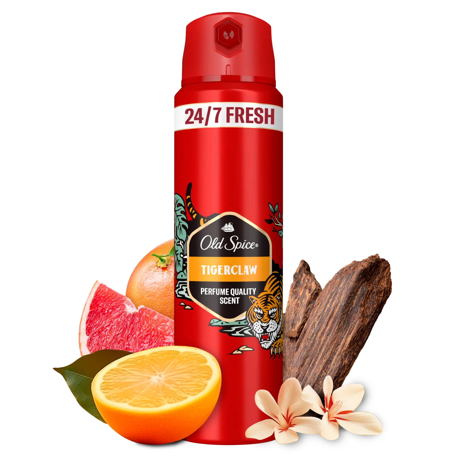 Old Spice Tiger Claw Deo Spray Férfiaknak, 150 ml, 48 Órás Frissesség, 0% Alumíniumsó