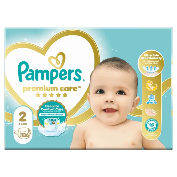 Pampers Premium Care Pelenka, 2 Méret, 136 db, 4kg - 8kg termékhez kapcsolódó kép