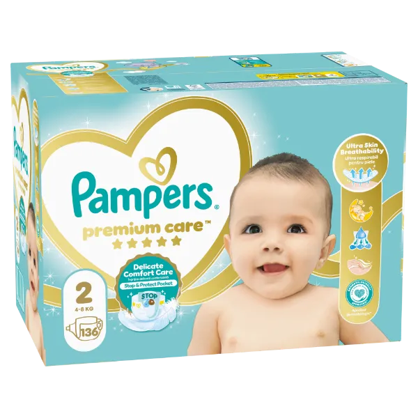 Pampers Premium Care Pelenka, 2 Méret, 136 db, 4kg - 8kg termékhez kapcsolódó kép