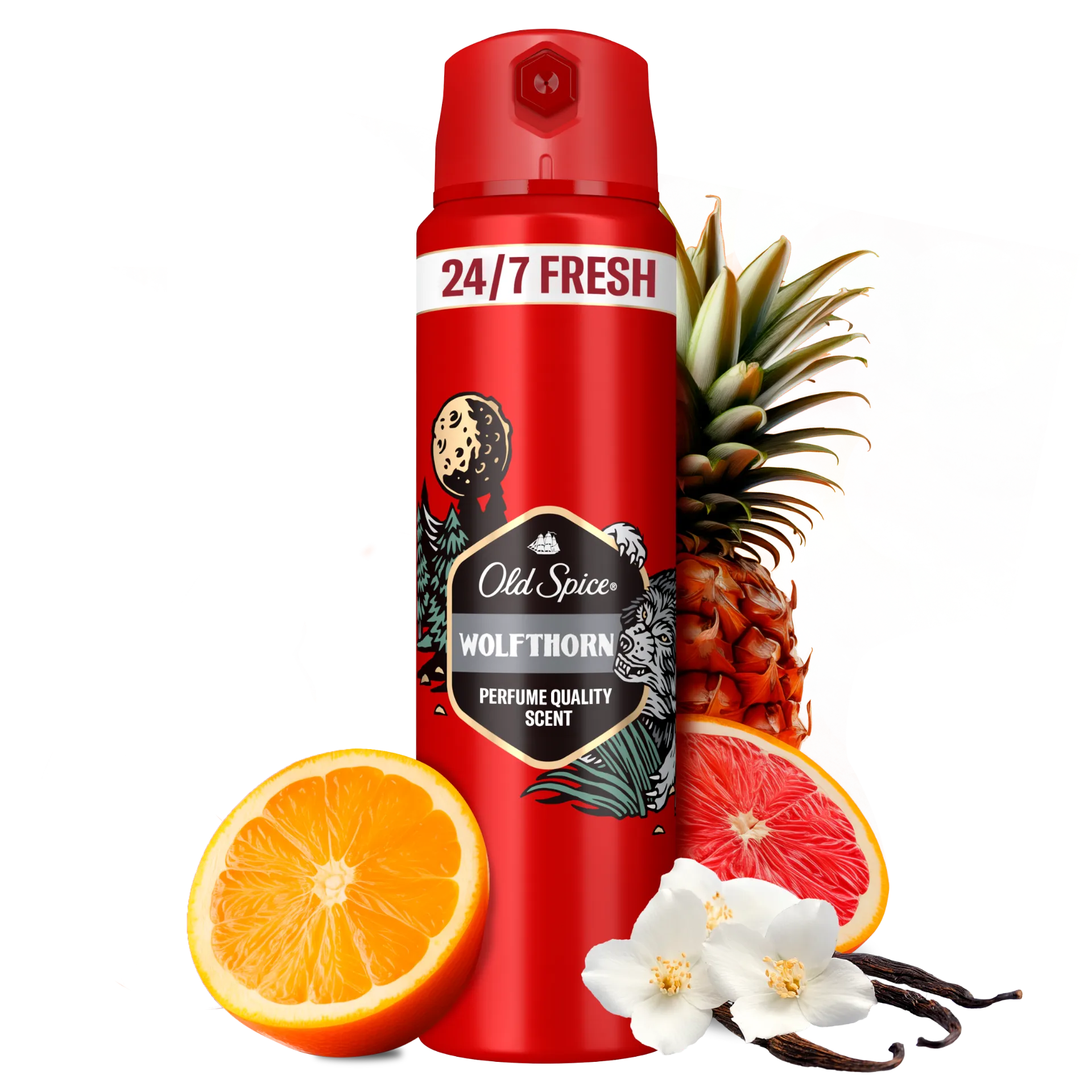 Old Spice Wolfthorn Deo Spray Férfiaknak, 150 ml, 48 Órás Frissesség, 0% Alumíniumsó