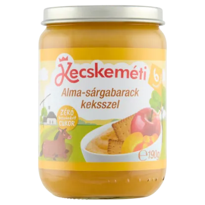 Kecskeméti alma-sárgabarack keksszel bébidesszert 6 hónapos kortól 190 g termékhez kapcsolódó kép