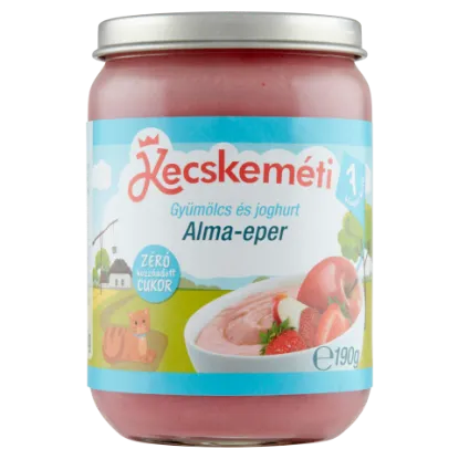 Kecskeméti bio gyümölcs és joghurt alma-eper bébidesszert 7 hónapos kortól 190 g termékhez kapcsolódó kép