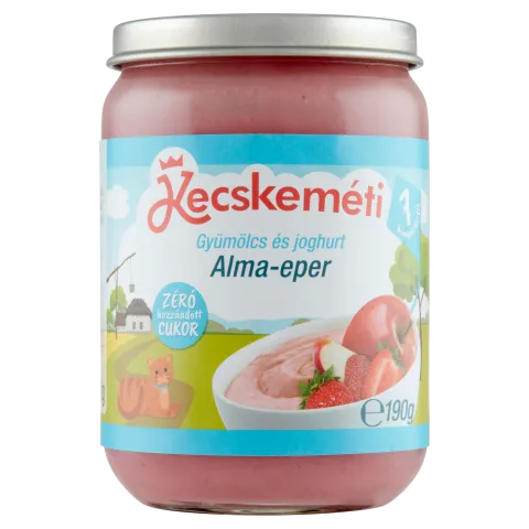 Kecskeméti bio gyümölcs és joghurt alma-eper bébidesszert 7 hónapos kortól 190 g termékhez kapcsolódó kép