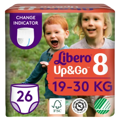Libero Up&Go egyszerhasználatos bugyipelenka, méret: 8, 19-30 kg, 26 db termékhez kapcsolódó kép