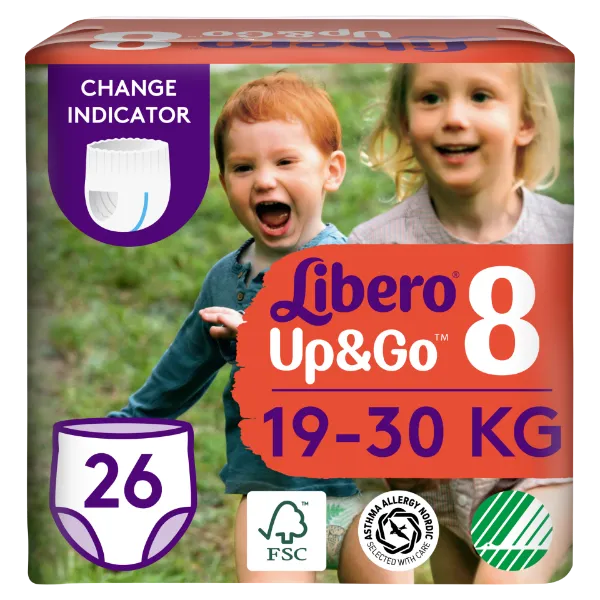 Libero Up&Go egyszerhasználatos bugyipelenka, méret: 8, 19-30 kg, 26 db termékhez kapcsolódó kép